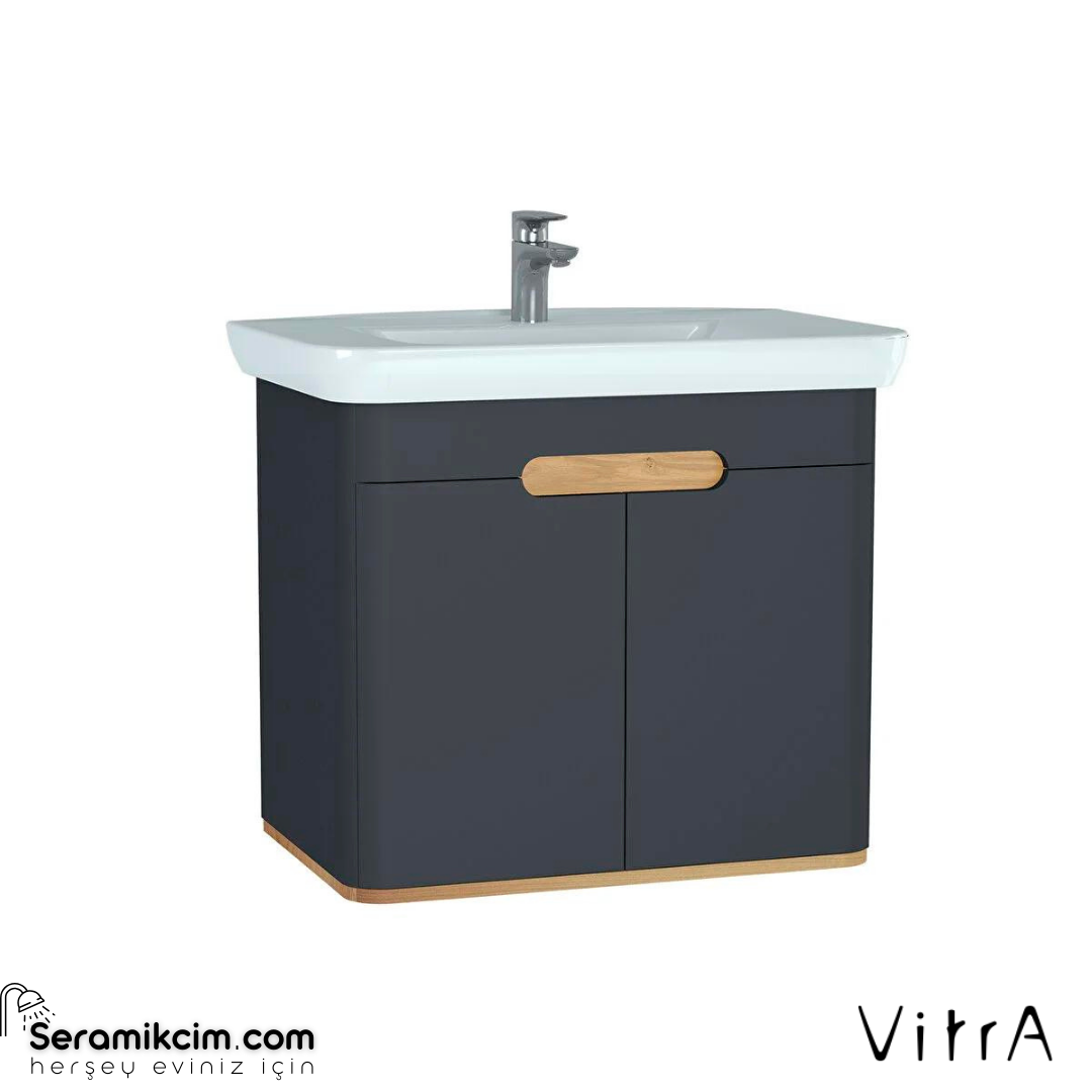 Vitra Sento Lavabo Dolabı, 80 Cm, Kapaklı, Ayaksız, Mat Antrasit