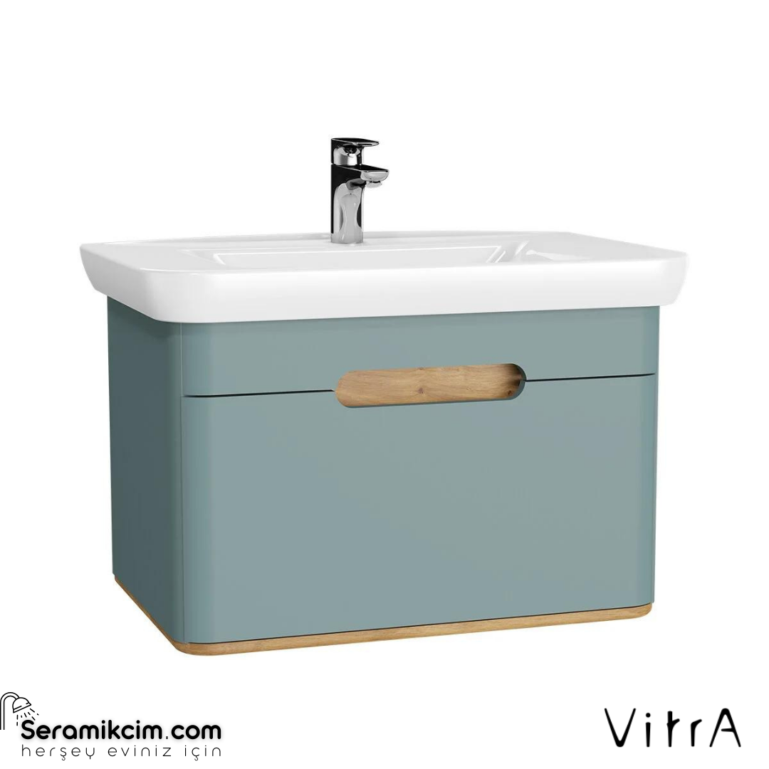 Vitra Sento Lavabo Dolabı, 80 Cm, Tek Çekmeceli, Ayaksız, Mat Fiyord Yeşili