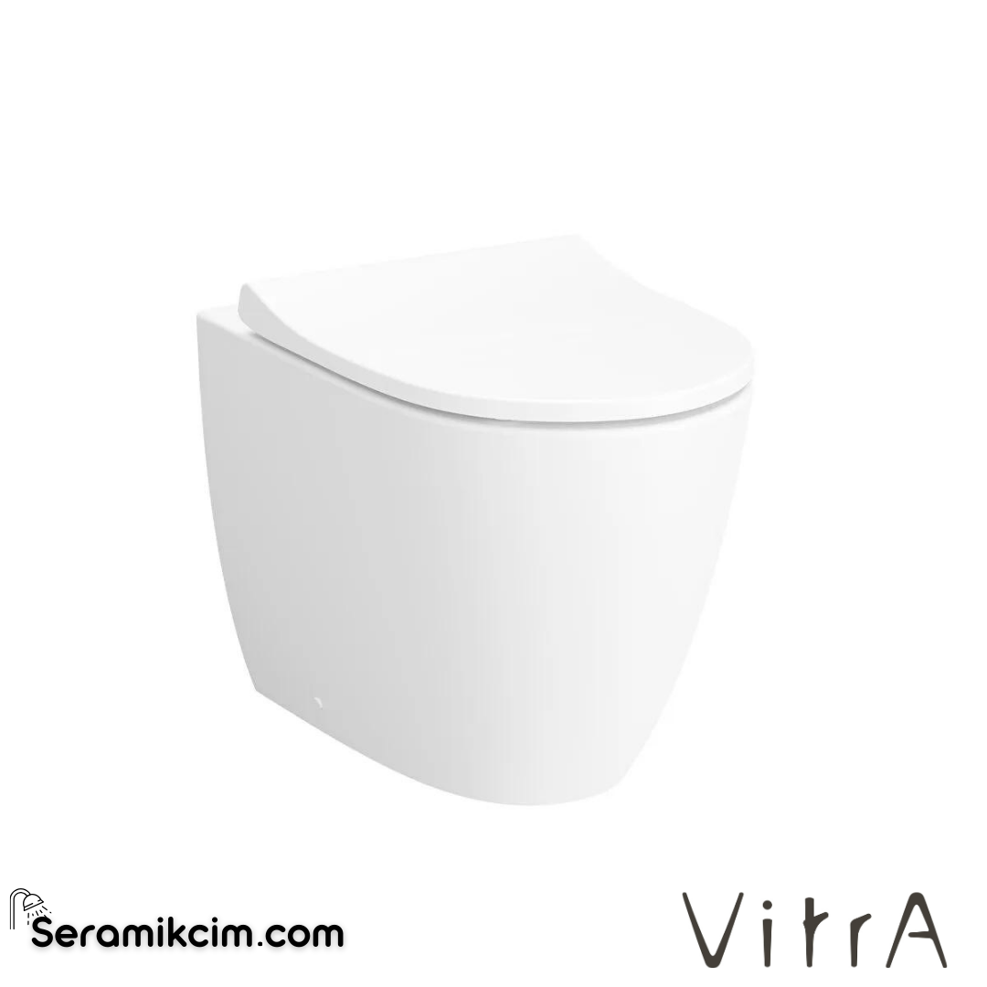VitrA Sento Yerden Klozet Rim-ex, Duvara Tam Dayalı, 54 cm Taharet Borulu, Taharet Borusu Girişi Sıva Altı Uygulamalı, Mat Beyaz - 7985B001-0090