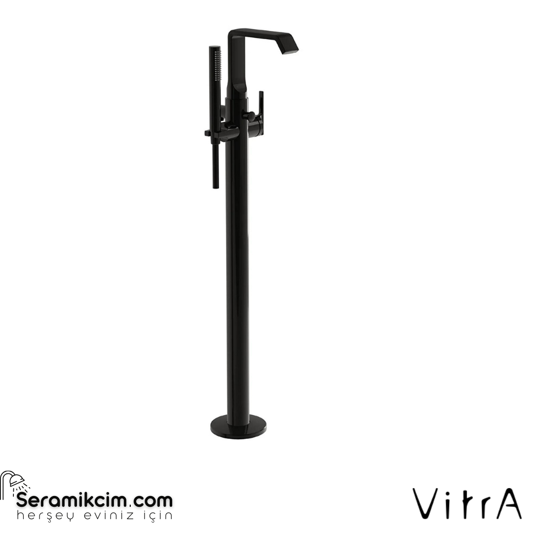 Vitra Suit Küvet Bataryası Yerden El Duşlu, Parlak Siyah