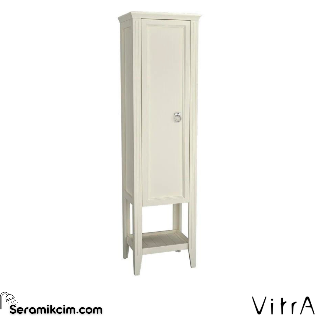 Vitra Valarte Boy Dolabı, 55 Cm, Krom Kulplu, Mat Fildişi, Sol