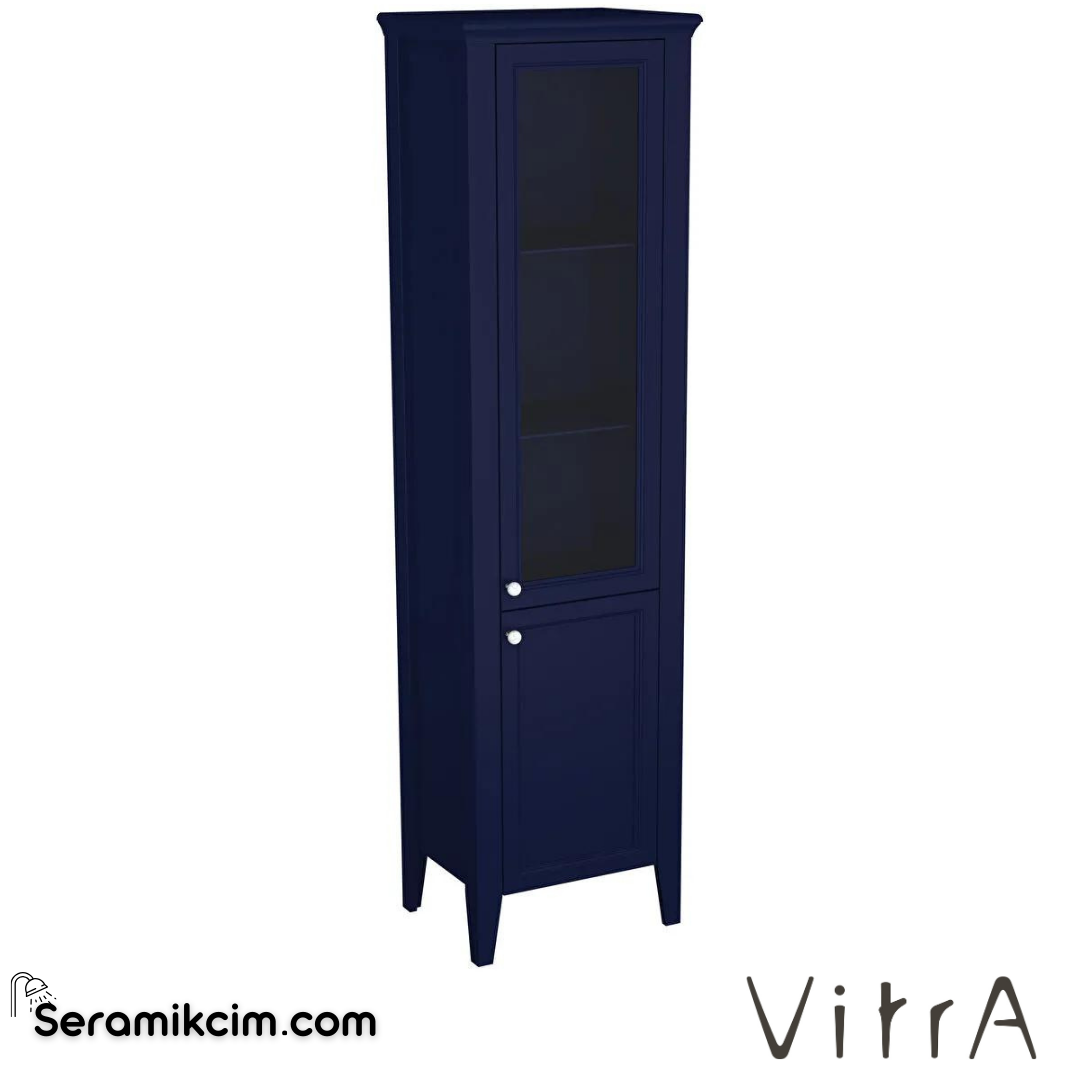 Vitra Valarte Neo Cam Kapaklı Boy Dolabı, 55 Cm, Çelik Mavisi, Sağ - 65797