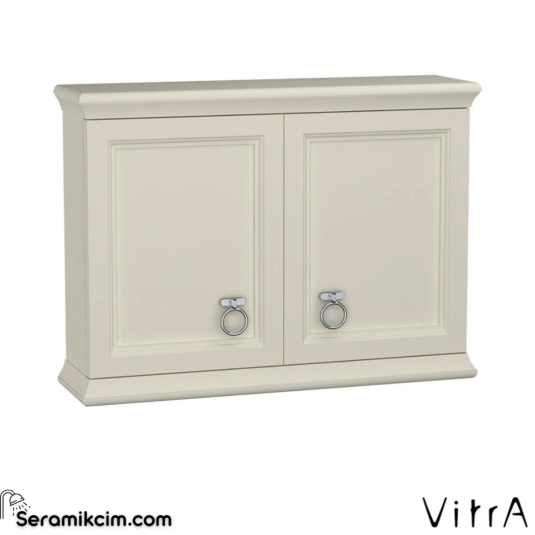 Vitra Valarte Üst Dolap, 75 Cm, Krom Kulplu, Mat Fildişi