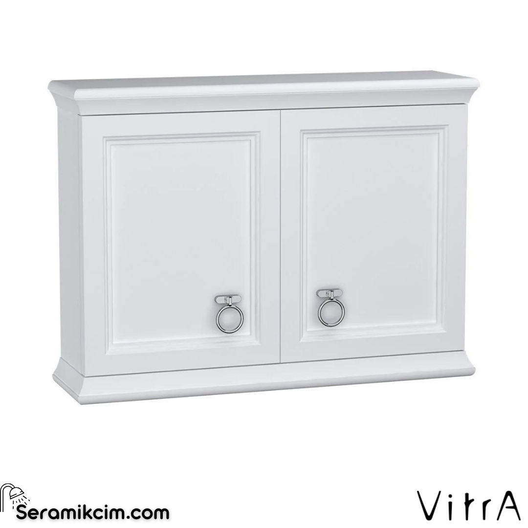 Vitra Valarte Üst Dolap, 75 Cm, Krom Kulplu, Mat Beyaz