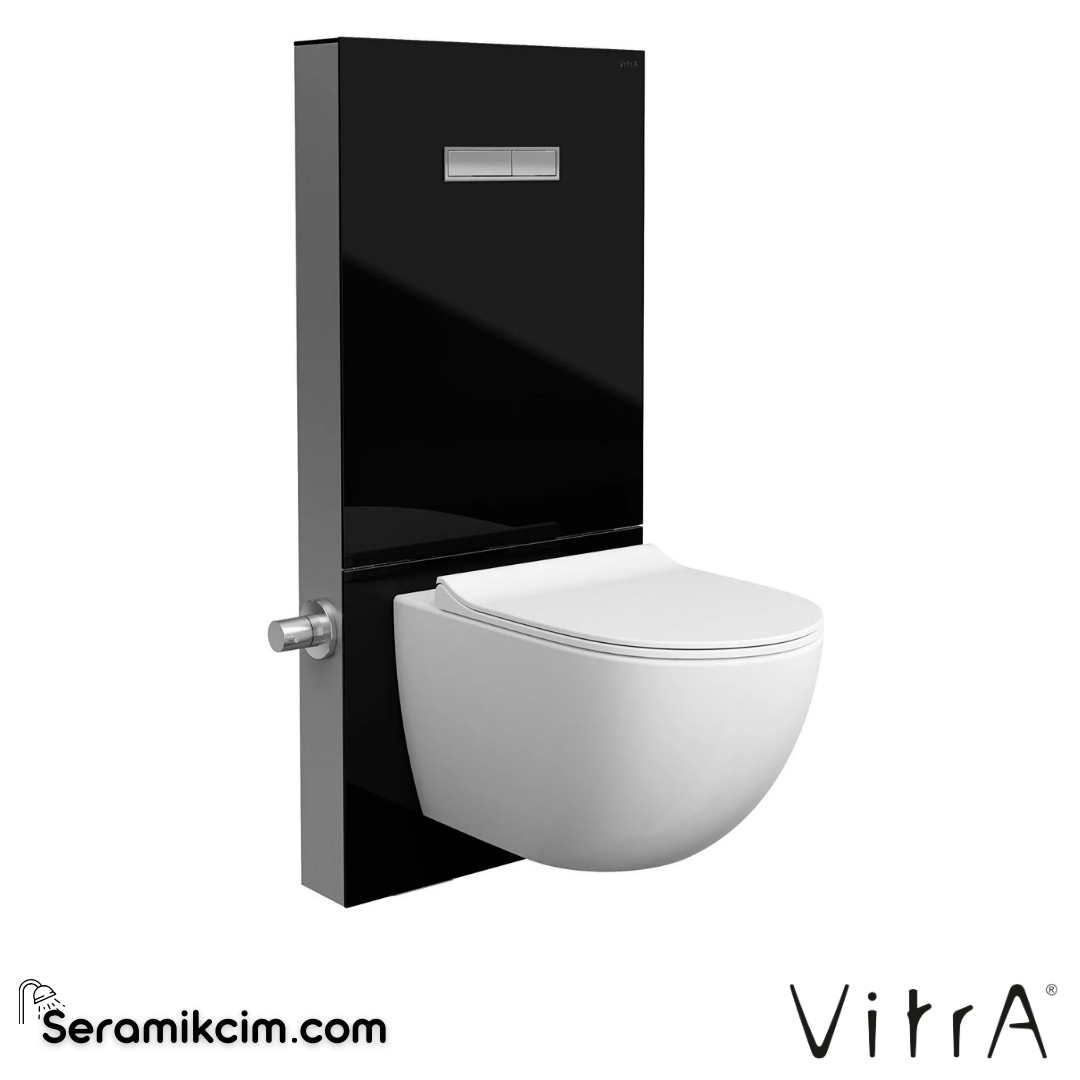 VitrA Vitrus asma klozetler için cam rezervuar, stop valfli, siyah, 3/6 L 770-5771-01 - 770-5771-01