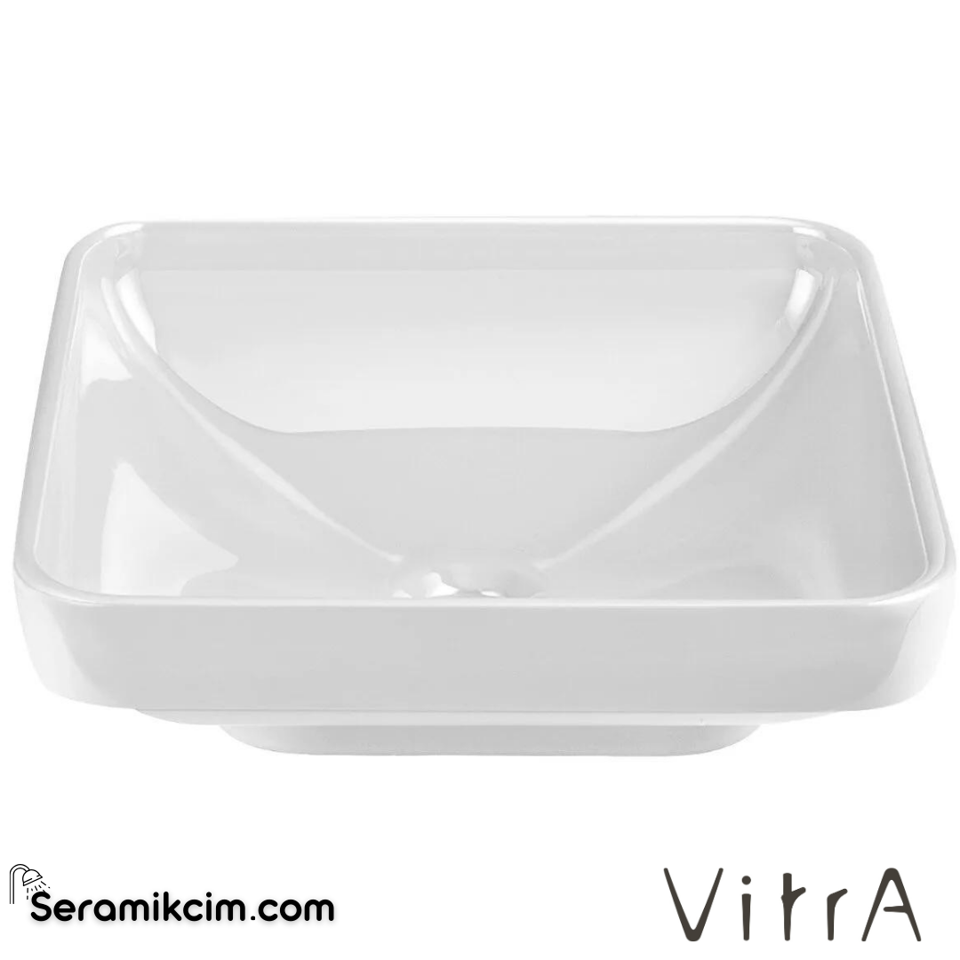 VitrA Water Jewels Çanak Lavabo Kare, Kompakt, 40x39 cm Armatür Deliksiz, Su Taşma Deliksiz, Clean, Beyaz - 4441B403-1361