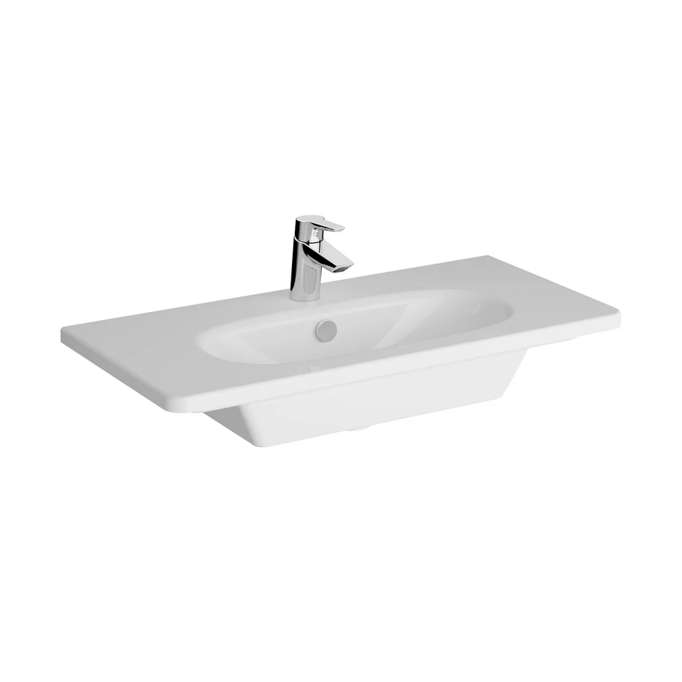 VitrA Zentrum Etajerli Lavabo Kompakt, 80x38 cm Tek Armatür Delikli, Su Taşma Delikli, Beyaz - 7792B003-0001