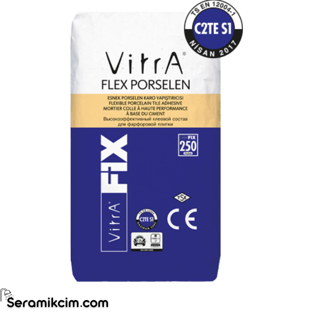 VitrAFix Flex Porselen Gri C2TE S1 Sınıf 25 kg Flex Seramik Yapıştırıcı
