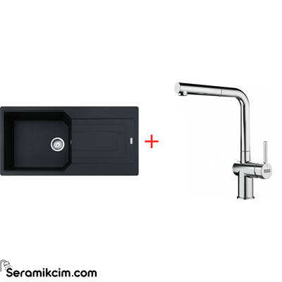Franke Urban 611-100 Tek Gözlü Granit Eviye + Active Plus Doccia 2.0 Armatür Set