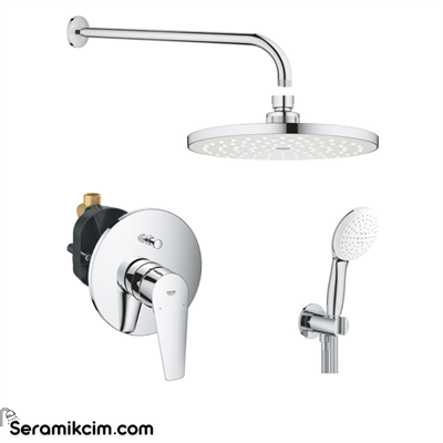 Grohe Bauedge Ankastre Banyo Bataryası Set (Tepe Duşu + El Duşu + Batarya Set)