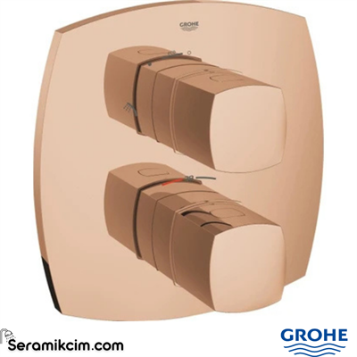 Grohe Grandera Termostatik Banyo Bataryası, Yön Değiştiricili (Sıva Üstü Grubu), Parlak Bakır 19948DA0