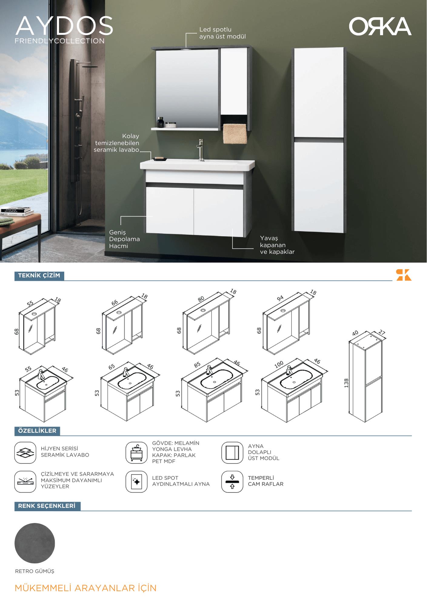 Orka Aydos Banyo Dolabı