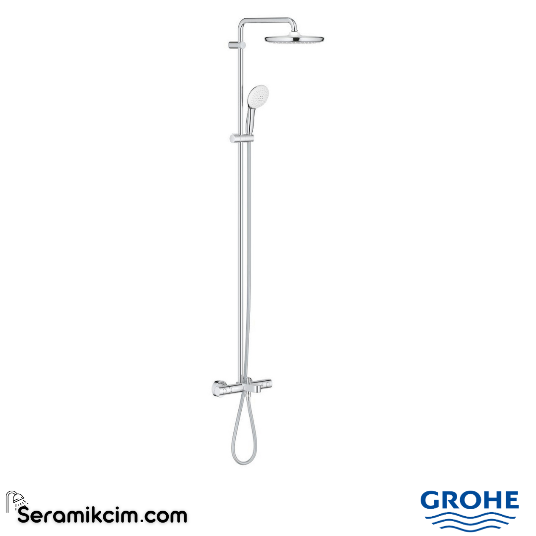 Grohe Tempesta System 250 Duvara Monte Termostatik Banyo Bataryalı Duş Kolonu Krom 26672001