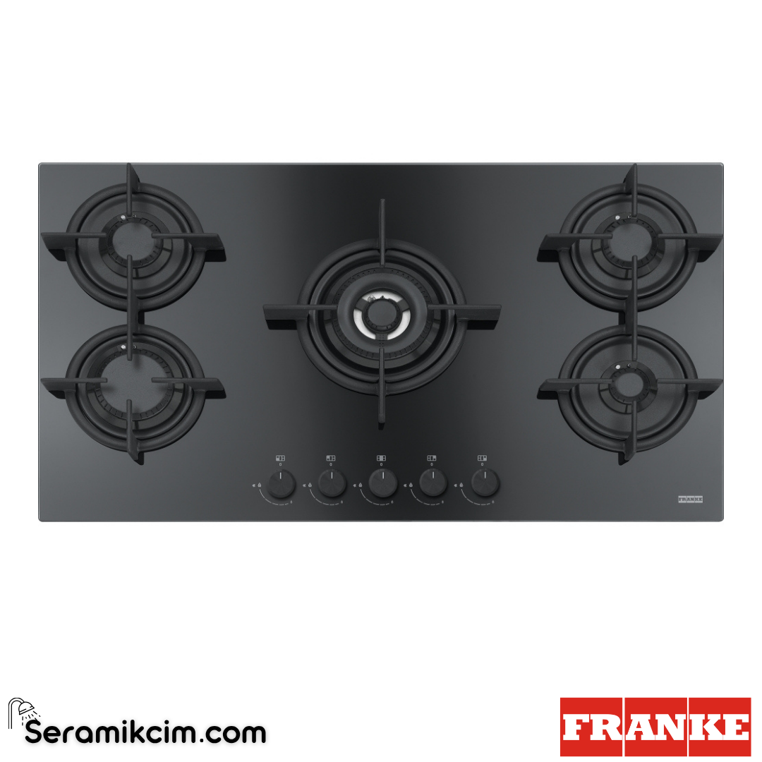 Franke Mythos FHCR 905 4G TC HE BK C Tezgahüstü 5 Gözlü 880x510mm Gazlı Ocak Siyah Cam 106.0374.288