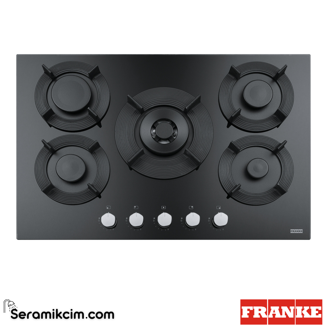 Franke Maris FHMF 755 4G DC C WH Tezgahüstü 5 Gözlü 750x510mm Gazlı Ocak Siyah Cam 106.0541.752
