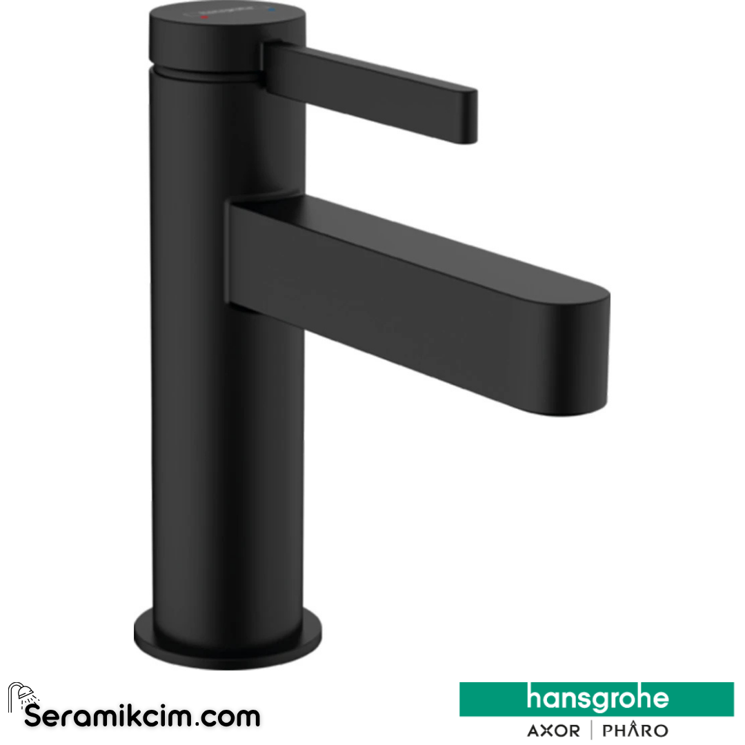 Hansgrohe Finoris Lavabo Bataryası 100 Bas-Aç Gider Seti İle Mat Siyah 76010670