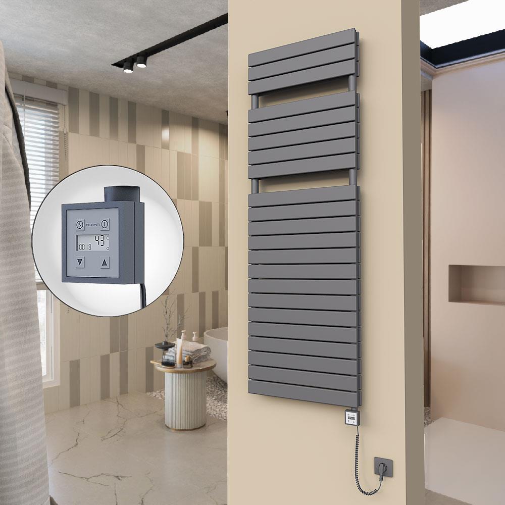 20H Elektrikli Havlupan 600x1772 Antrasit Ktx3 1000 Watt Spiral Kablolu