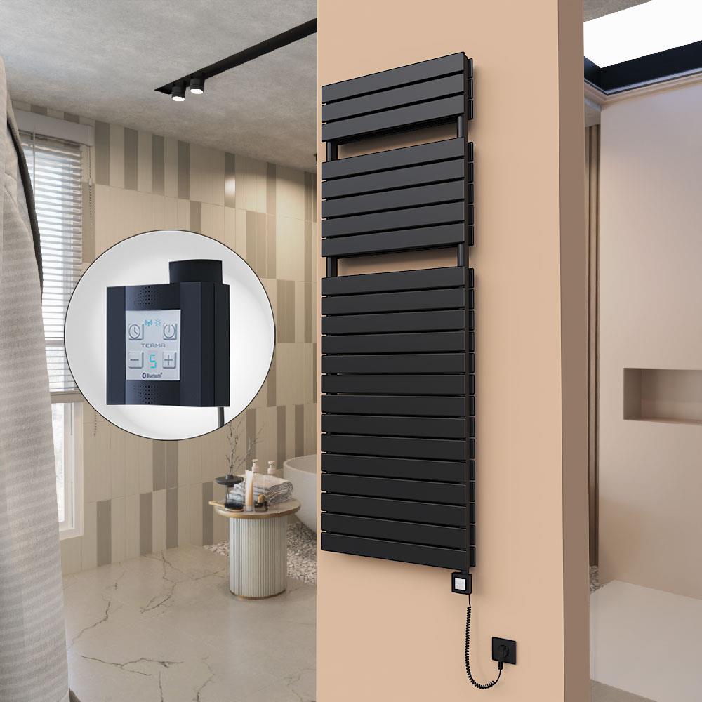21H Elektrikli Havlupan 600x1772 Mat Siyah Ktx4 1000 Watt Spiral Kablolu