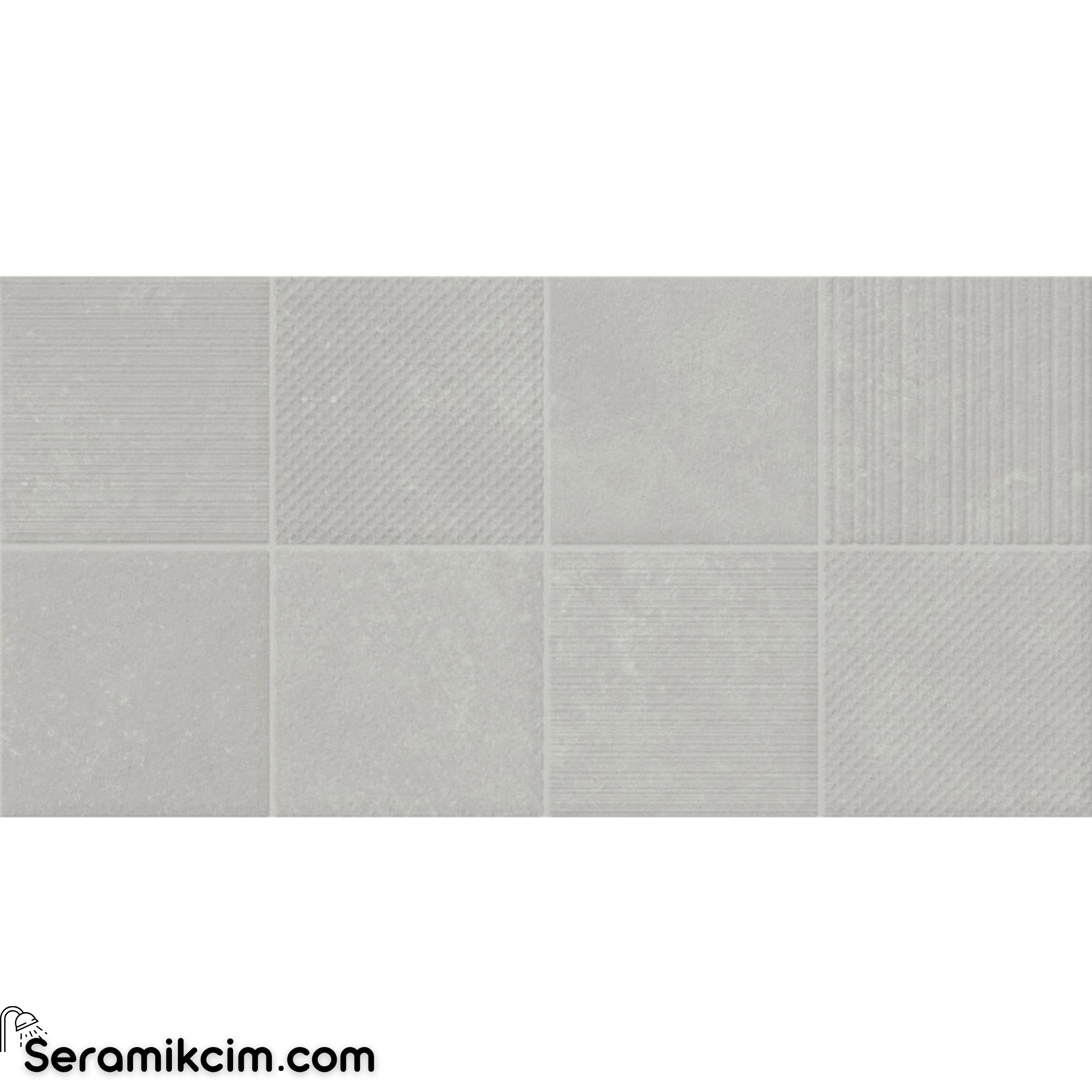 30X60D Cementside Açık Gri Kare Dekor Mat7.5mm Nr
