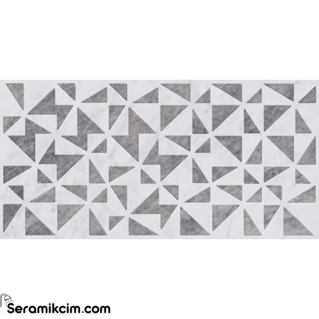30X60D Marmori Car Beyaz  3DDekor Parlak 7.5mm Nr