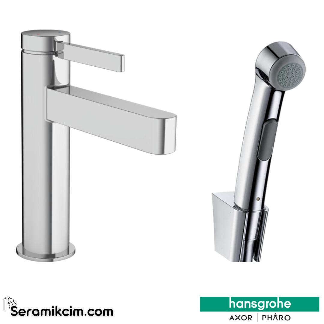 Hansgrohe Finoris Lavabo Bataryası 110Bidette El Duşu Ve 160 Cm Duş Hortumu İle Krom 76210000
