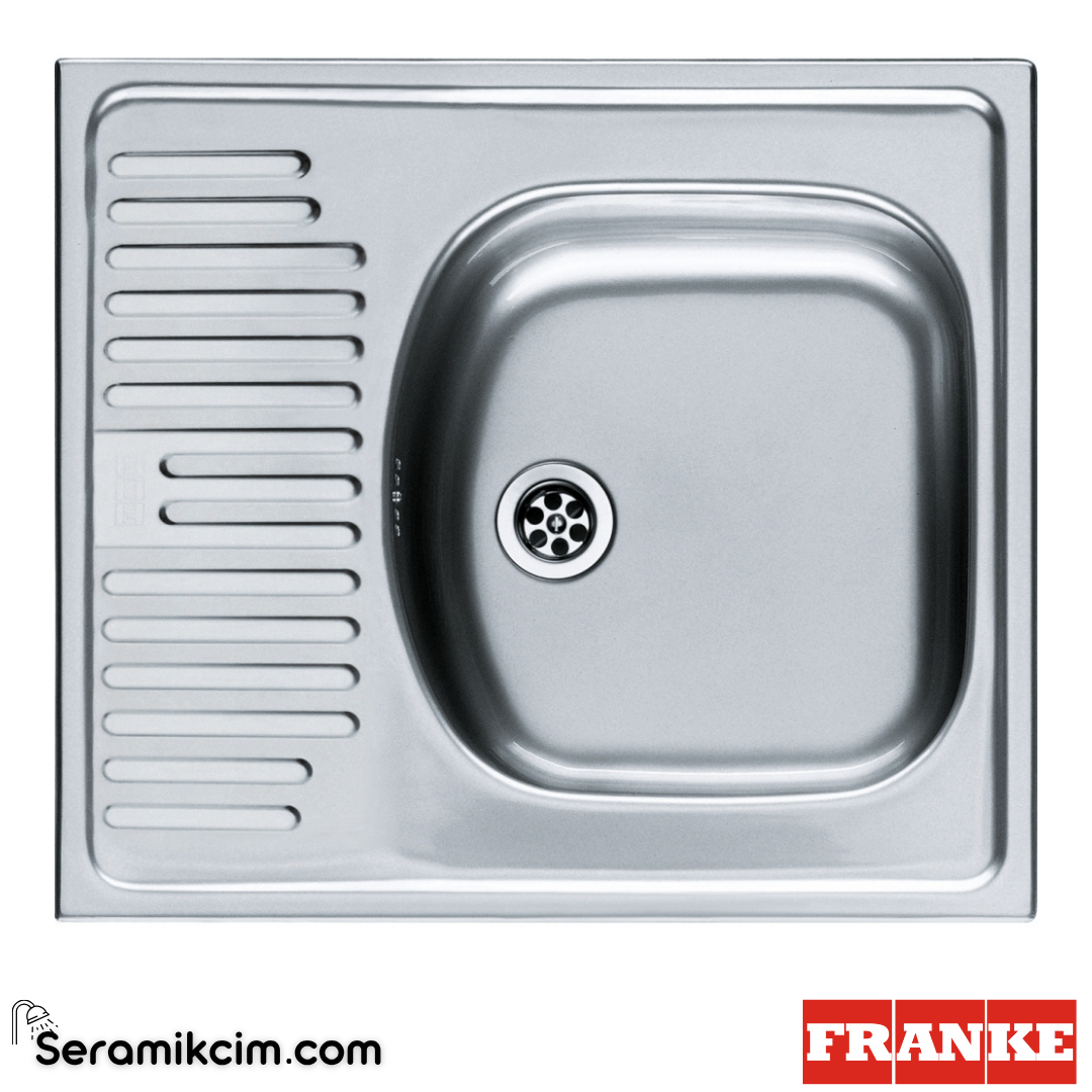 Franke Eurostar ETN 611-58 Tezgahüstü 1 Gözlü Damlalıklı 580x510mm Paslanmaz Çelik Eviye İnox 101.0656.141