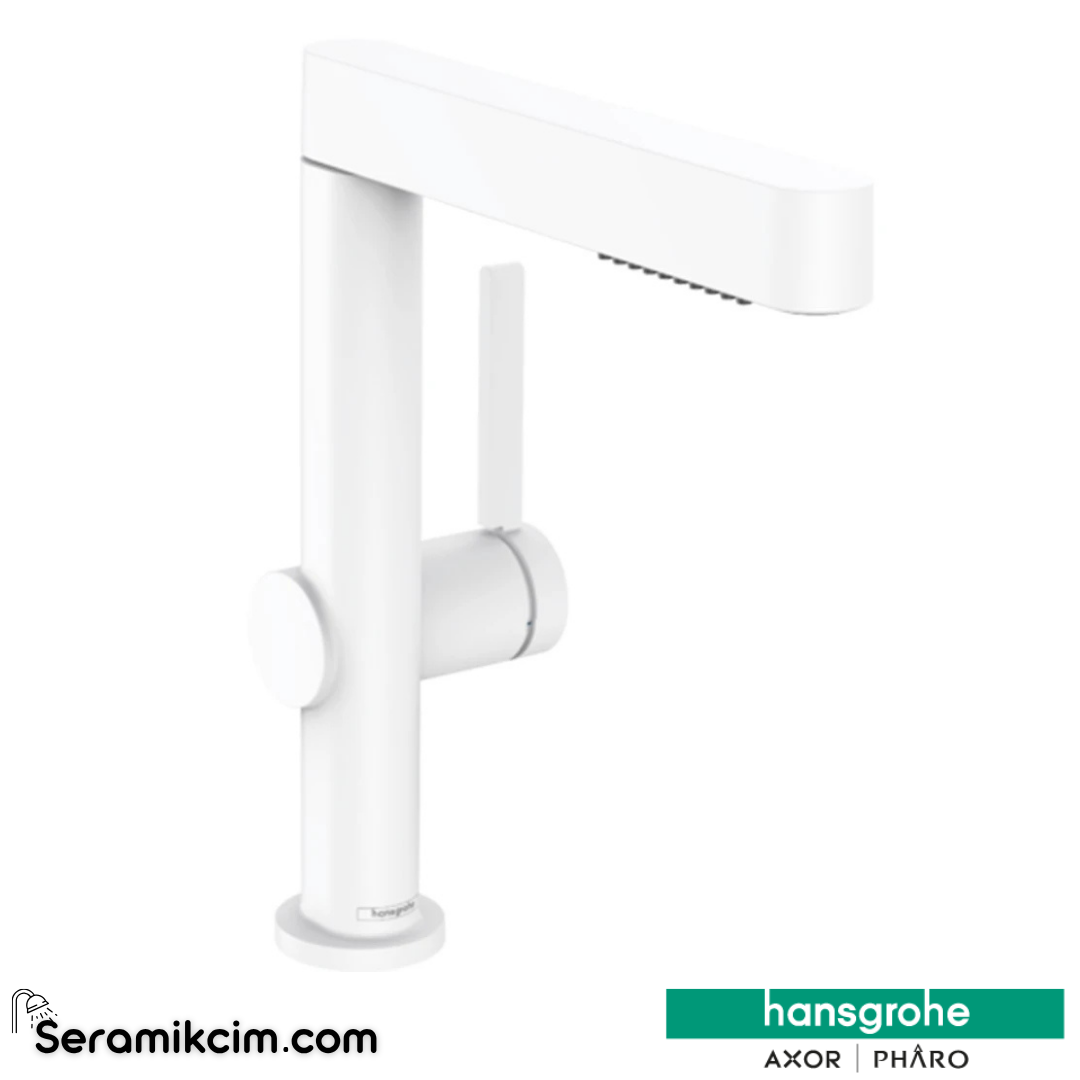 Hansgrohe Finoris Lavabo Bataryası 230 Spiralli, 2 Fonksiyonlu Ve Bas-Aç Gider Seti İle Mat Beyaz 76063700