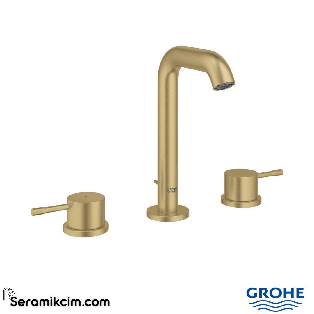 Grohe Essence 3 Delikli Lavabodan Ankastre Lavabo Bataryası, Fırçalı Altın 20296GN1