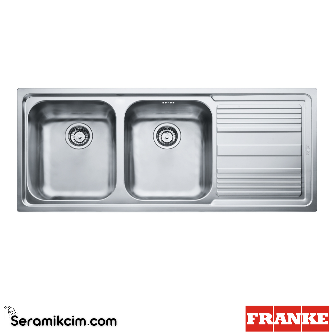 Franke Logicaline LLL 621 SAĞ Tezgahüstü 2 Gözlü Sağ Damlalıklı 1160x500mm Paslanmaz Çelik Eviye Dekor 101.0086.271