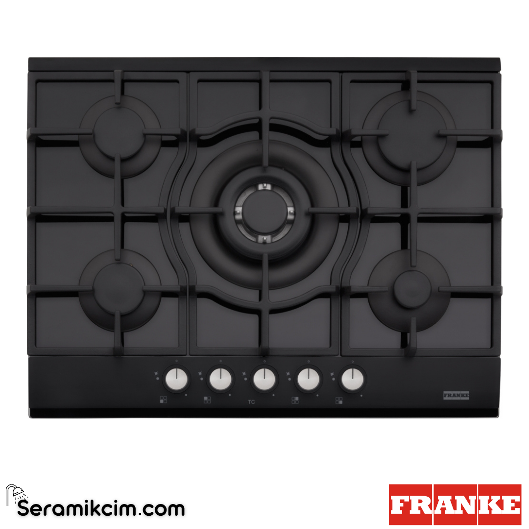 Franke Smart Linear FHNG 705 4G TC BK C Tezgahüstü 5 Gözlü 680x520mm Gazlı Ocak Siyah Cam 106.0490.179