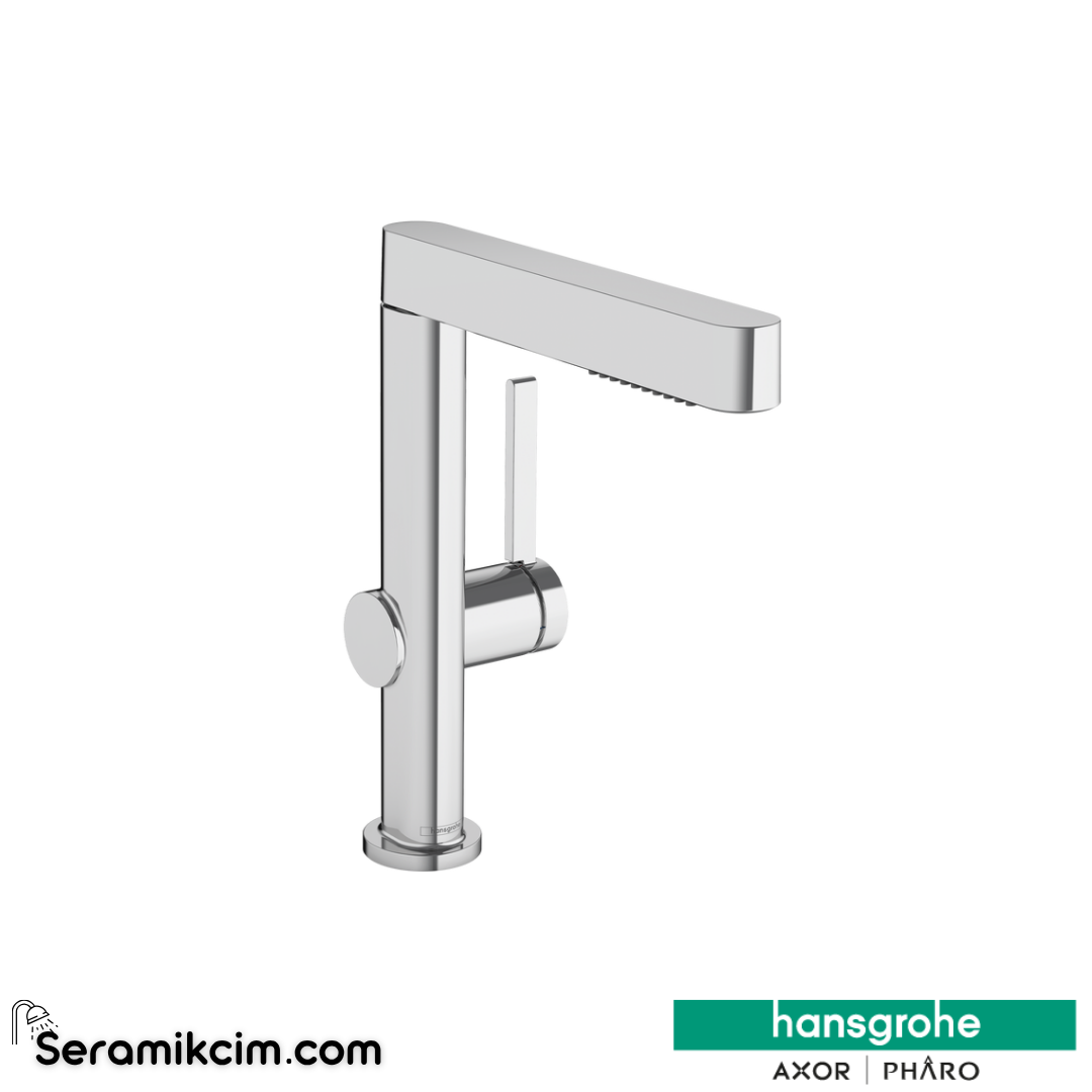 Hansgrohe Finoris Lavabo Bataryası 230 Spiralli, 2Jet Ve Bas-Aç Gider Seti İle Krom 76063000