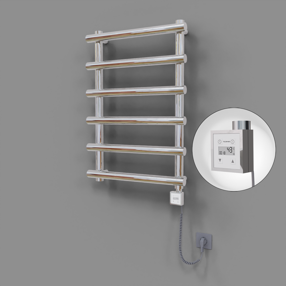 Amazon Dekoratif Elektrikli Havlupan 600x850 Krom (KTX3 Termostat) 200W Spiral Kablolu