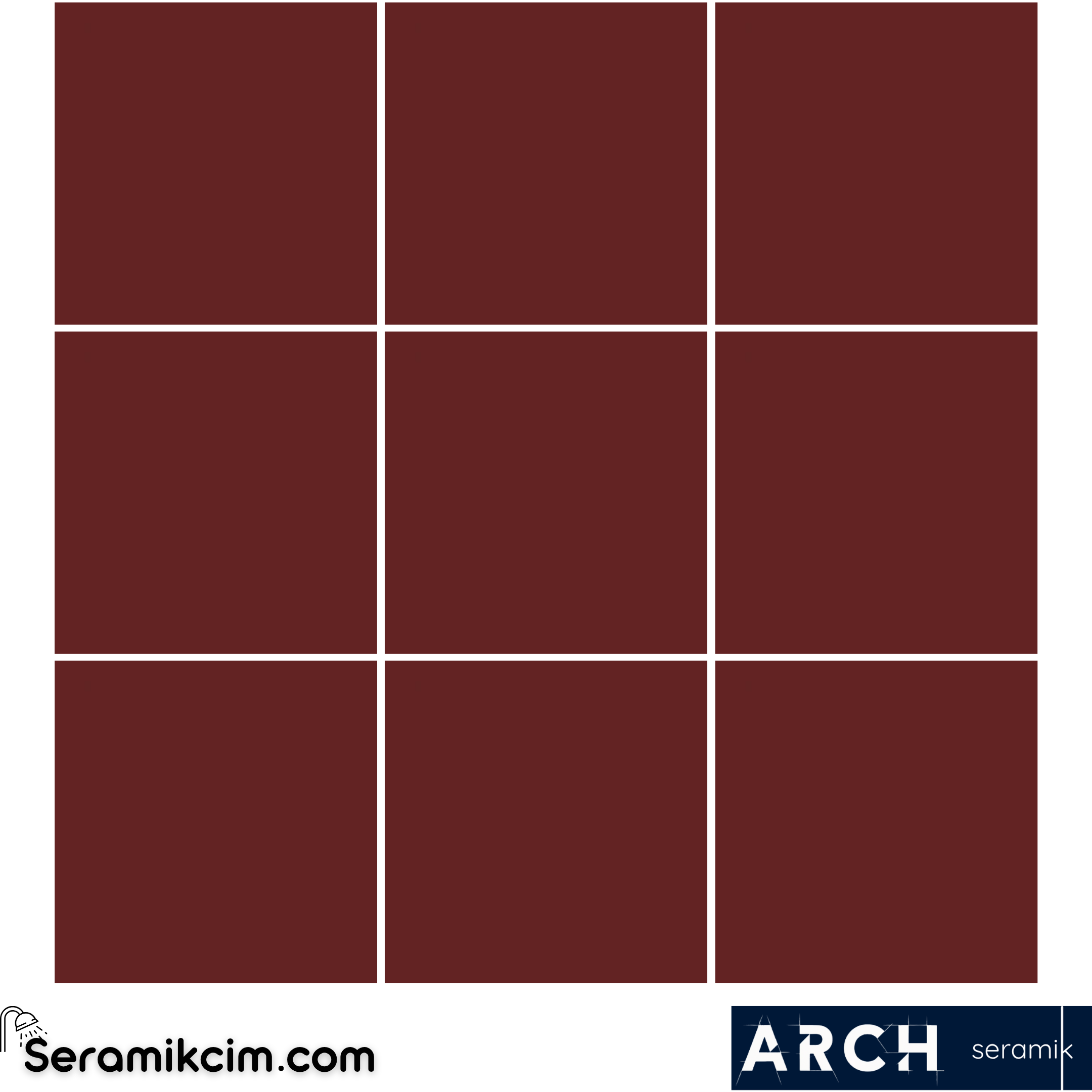 Arch Seramik 10x10 Ral 3003 Bordo El Yapımı Seramik Parlak