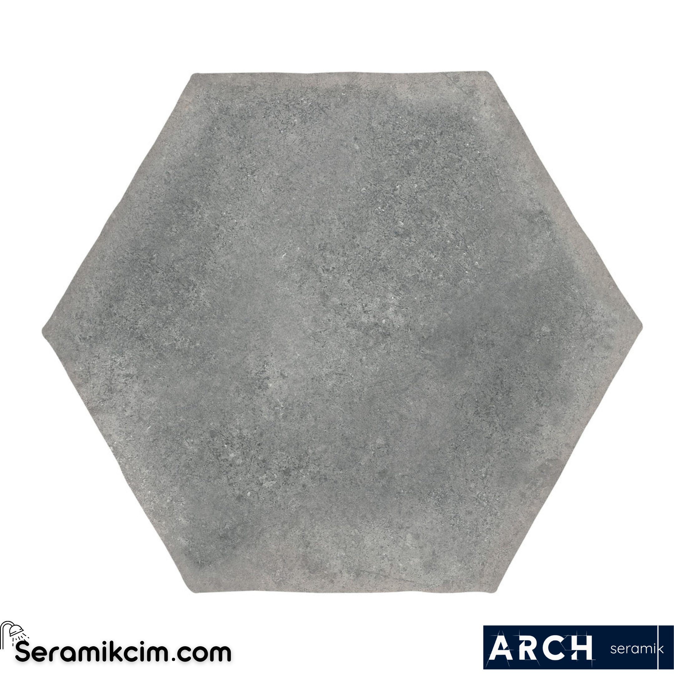Arch Seramik 15x17,5 cm Antic Hexagon Grey Glossy