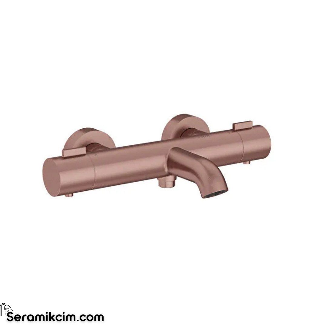 Artema Base Round Termostatik Banyo Bataryası Fırçalı Bakır A4730024