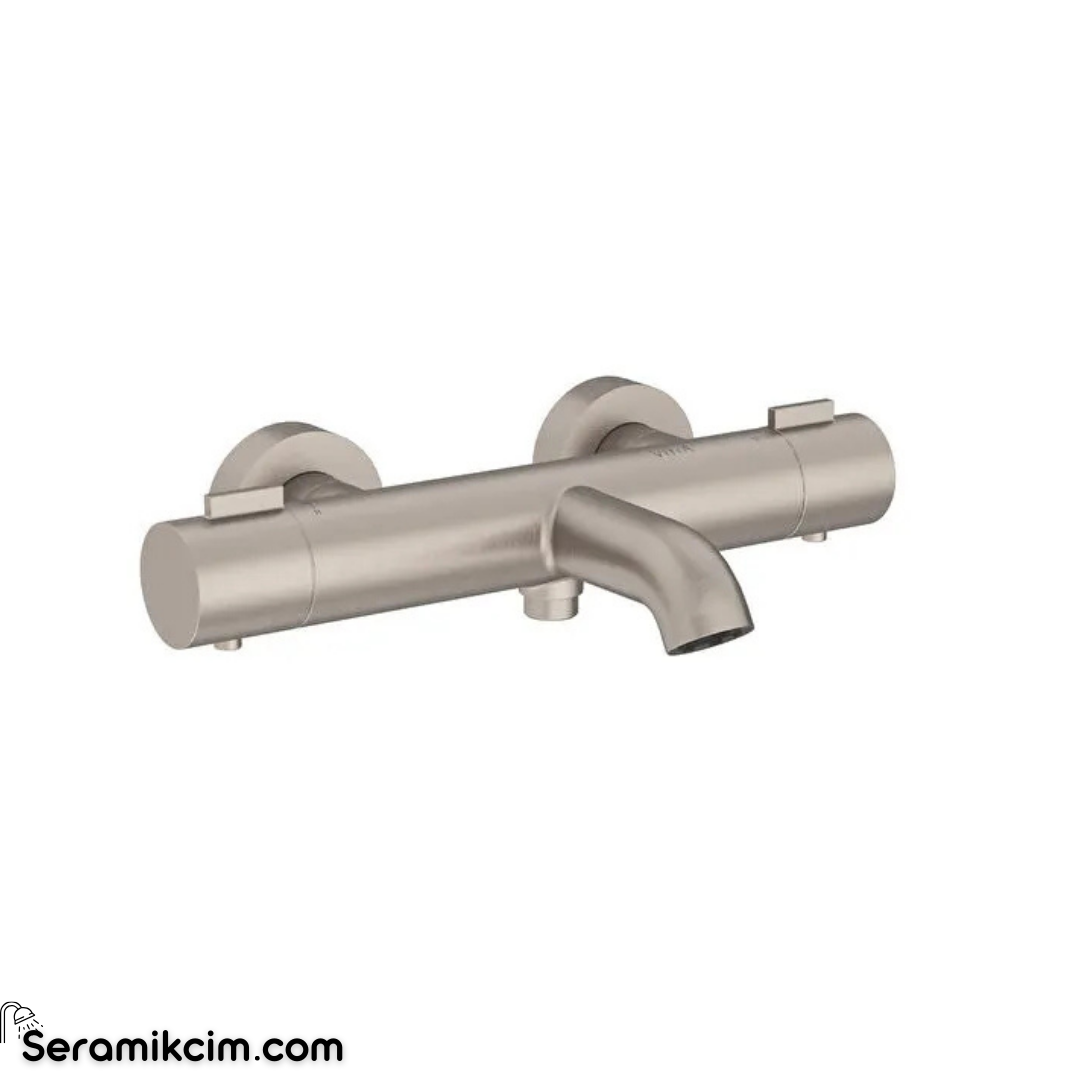 Artema Base Round Termostatik Banyo Bataryası Fırçalı Nikel A4730034