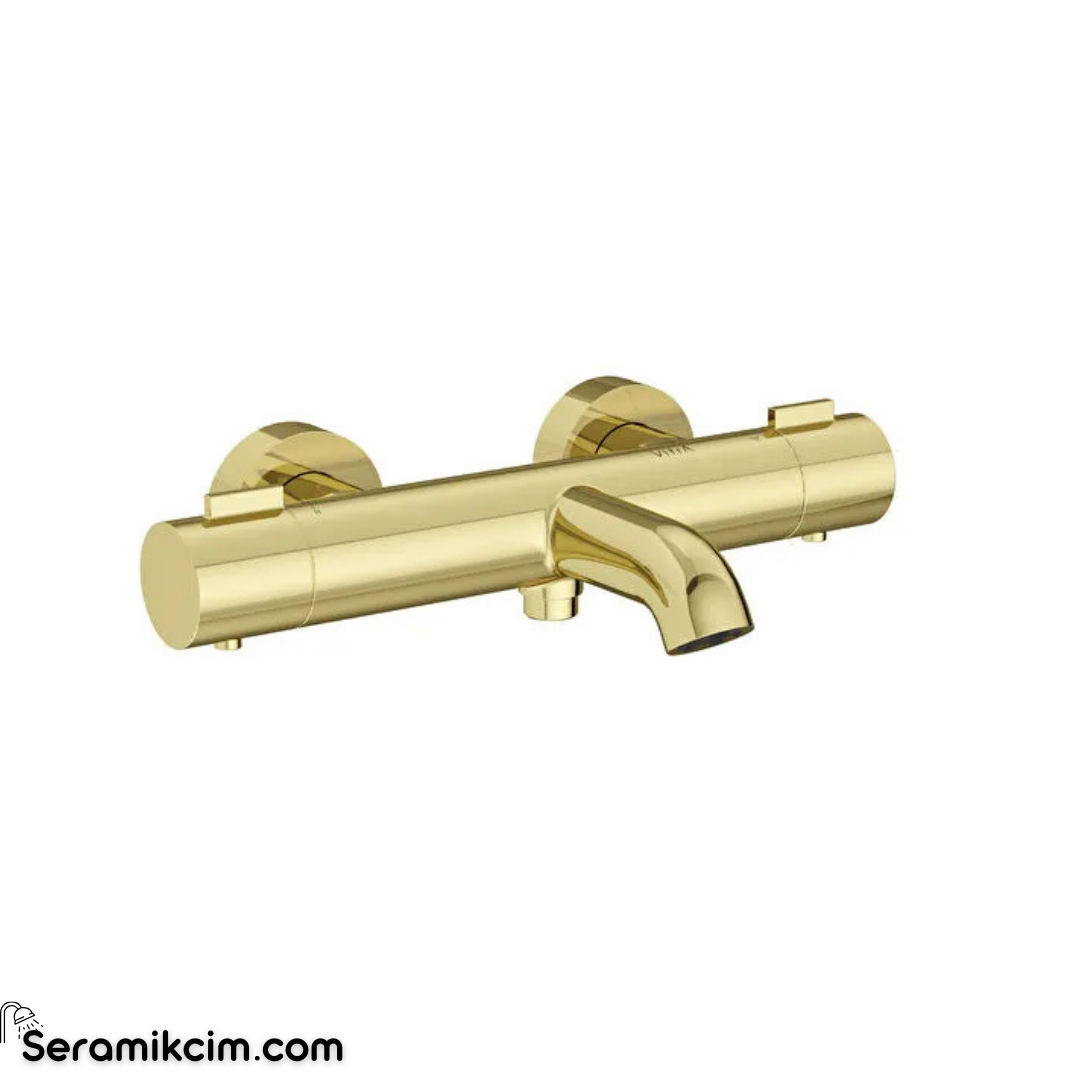 Artema Base Round Termostatik Banyo Bataryası Parlak Altın A4730074