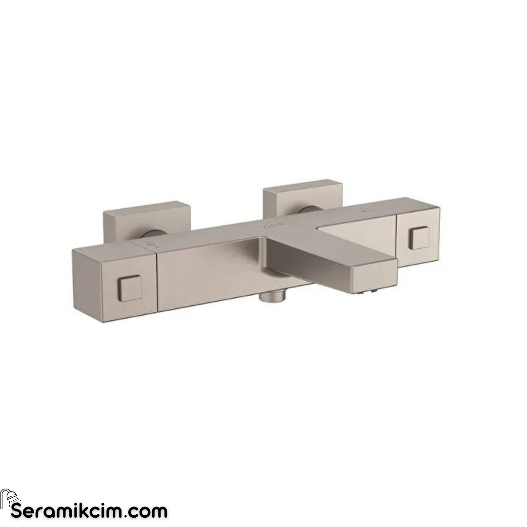 Artema Base Square Termostatik Banyo Bataryası Fırçalı Nikel A4730234