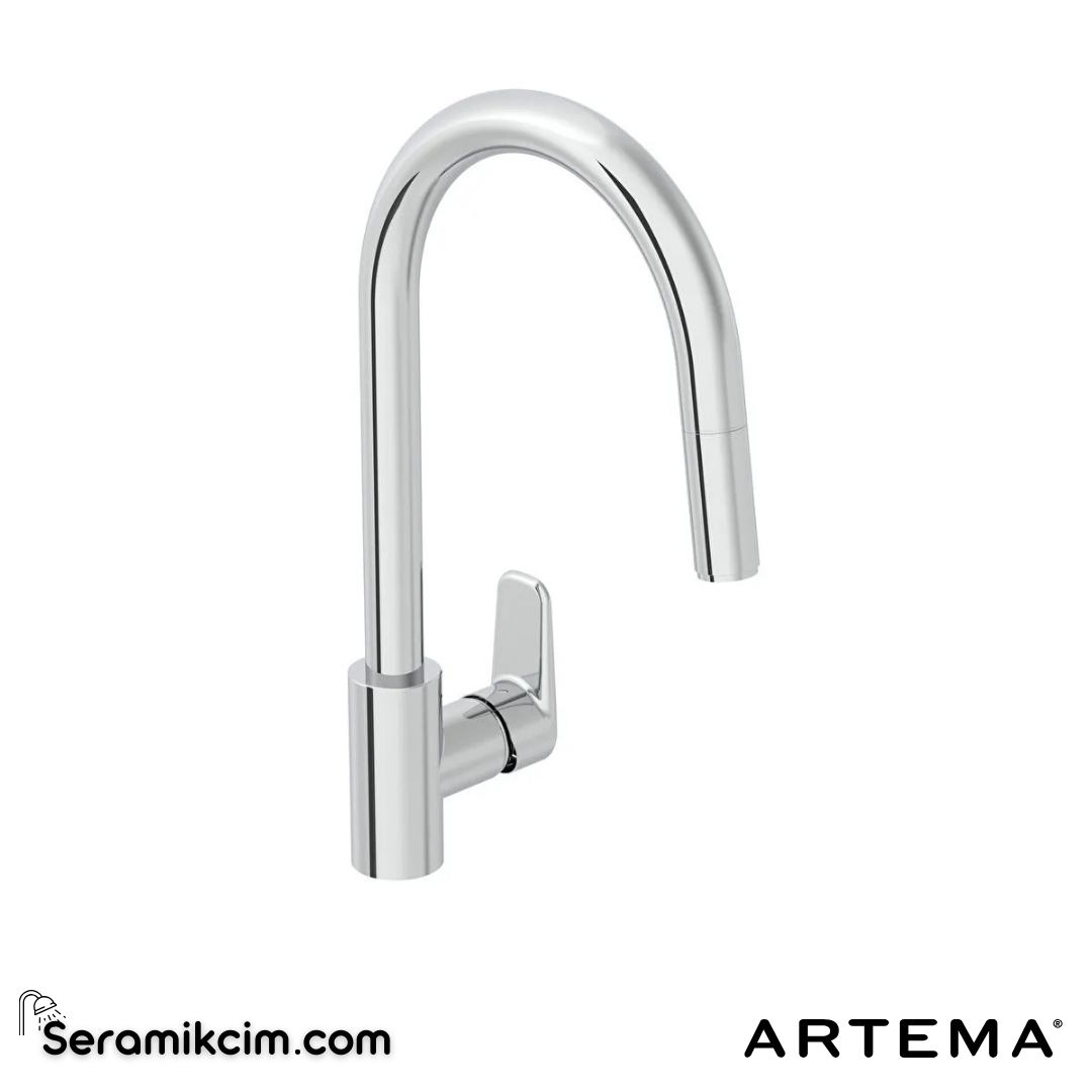 Artema Flow Soft Eviye Bataryası (C-Tip, Pull-Out) Krom A43445 - A43445