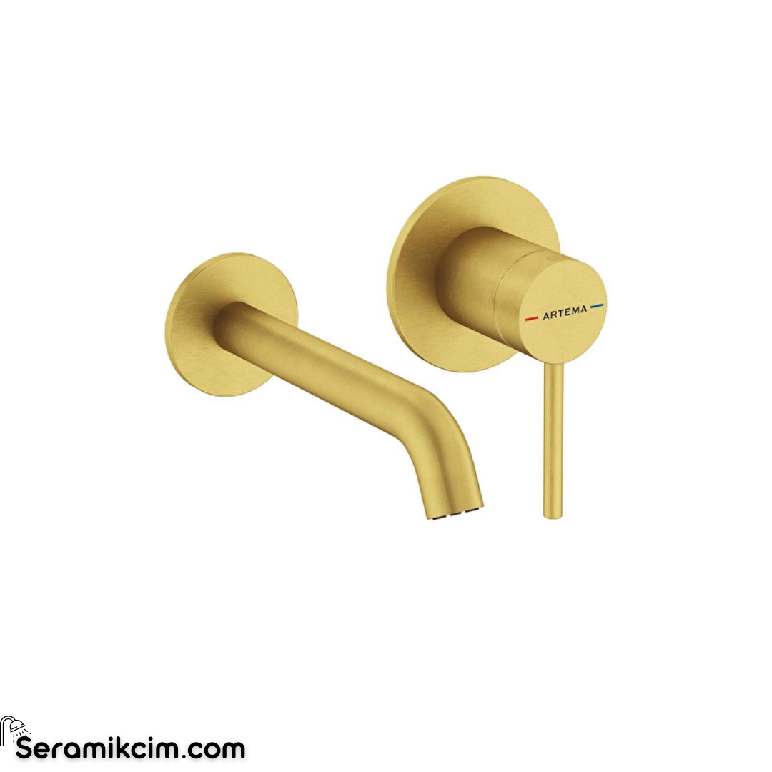 Artema Minimax Round Ankastre Lavabo Bataryası Fırçalı Altın A4353725