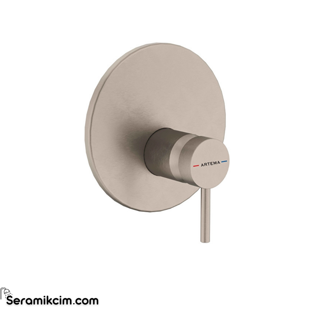 Artema Minimax Round Ankastre Mekanik Duş Bataryası V-Box Fırçalı Nikel A4371134