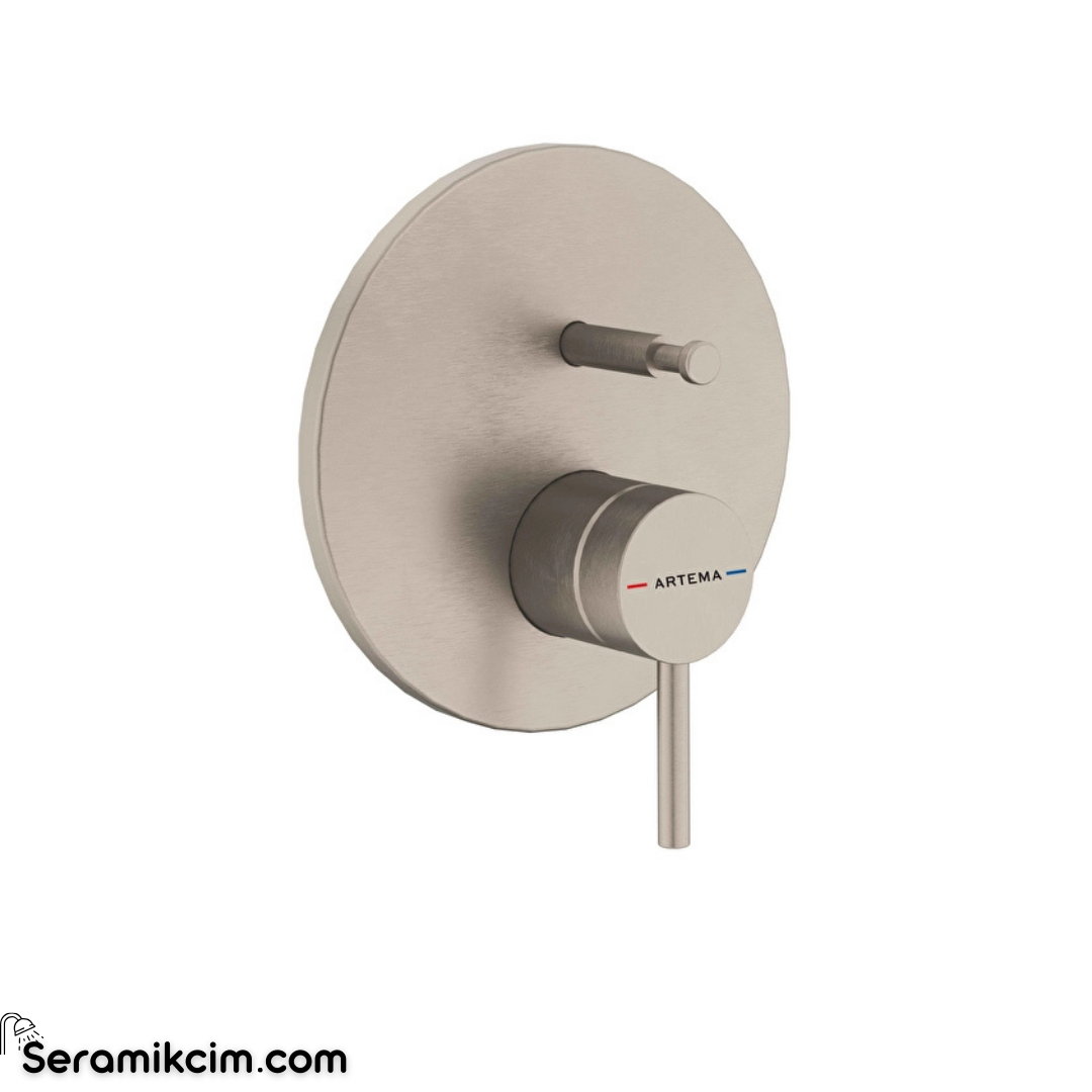 Artema Minimax Round Ankastre Mekanik Banyo Bataryası Minibox Fırçalı Nikel A4362034