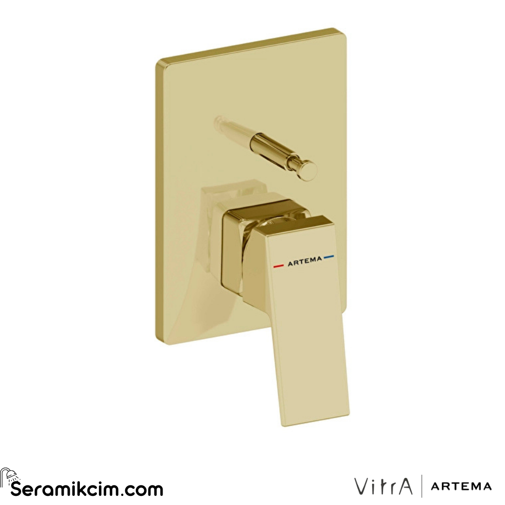 Artema Minimax Square Ankastre Banyo Bataryası Minibox Mekanik Parlak Altın A4373274