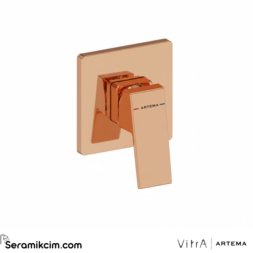 Artema Minimax Square Ankastre Duş Bataryası Minibox Mekanik Parlak Bakır A4373329