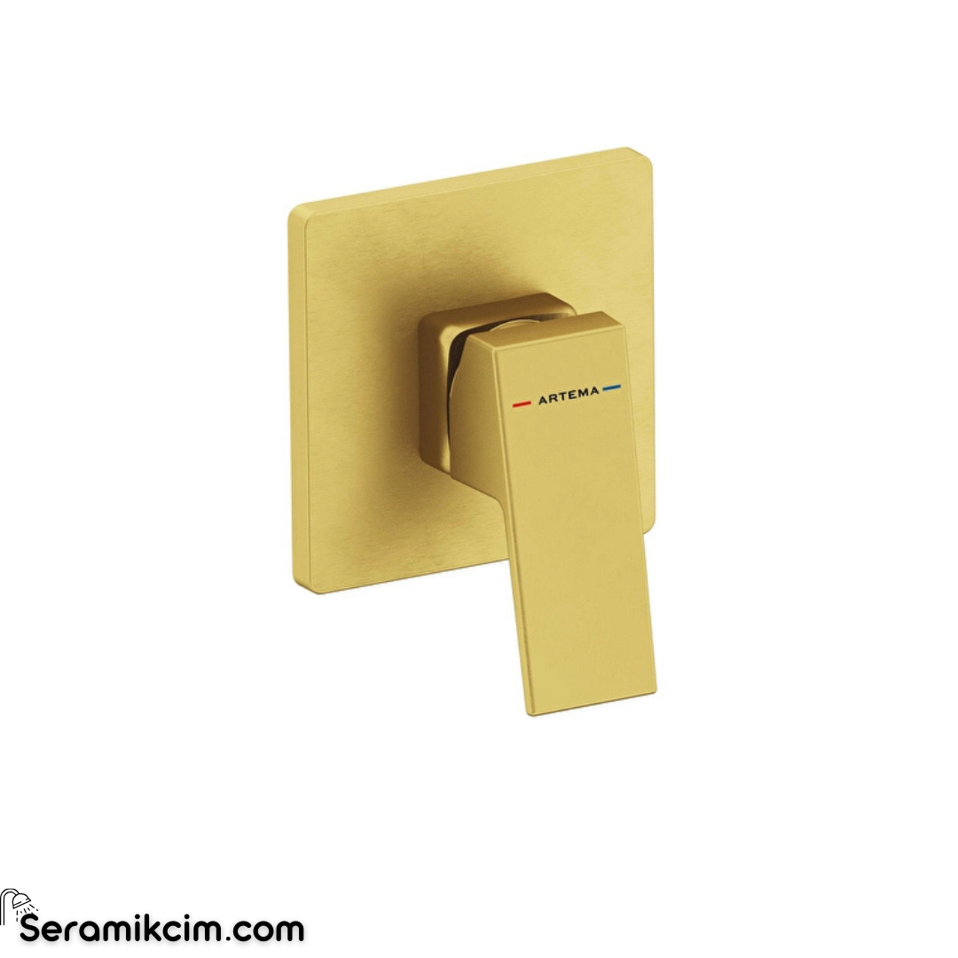 Artema Minimax Square Ankastre Duş Bataryası Minibox Mekanik Fırçalı Altın A4373325
