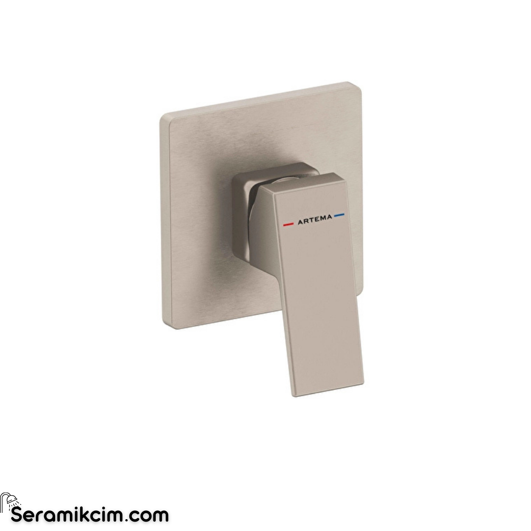 Artema Minimax Square Ankastre Duş Bataryası Minibox Mekanik Fırçalı Nikel A4373334