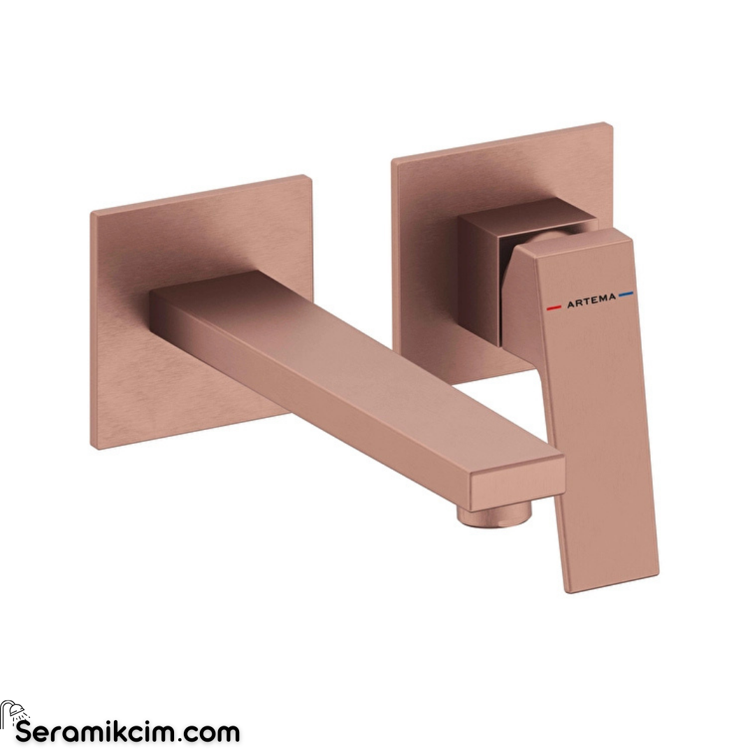 Artema Minimax Square Ankastre Lavabo Bataryası (Kısa) Fırçalı Bakır A4359224