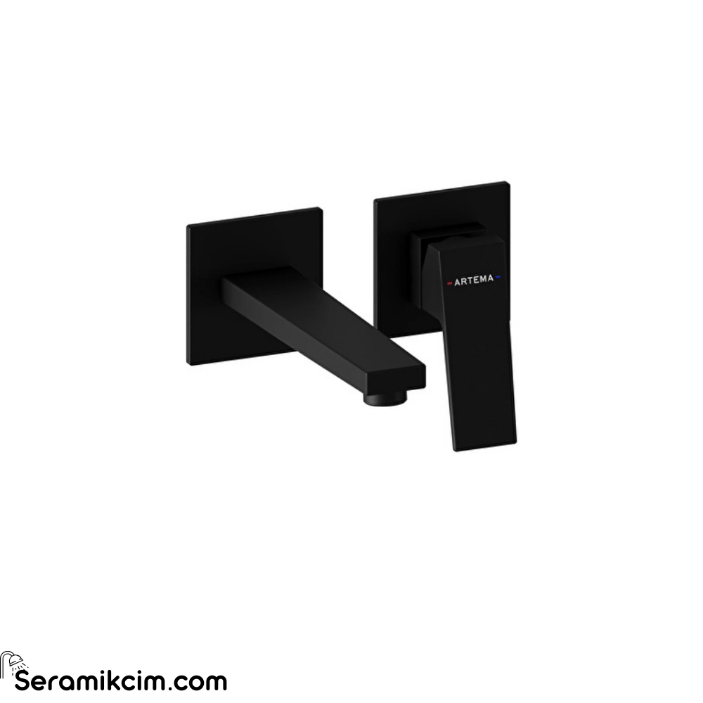 Artema Minimax Square Ankastre Lavabo Bataryası (Kısa) Mat Siyah