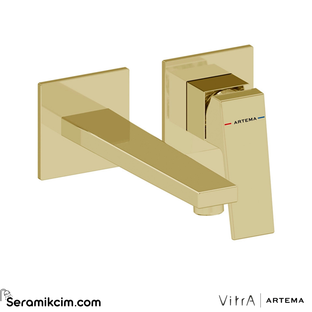 Artema Minimax Square Ankastre Lavabo Bataryası (Uzun) Parlak Altın A4359374