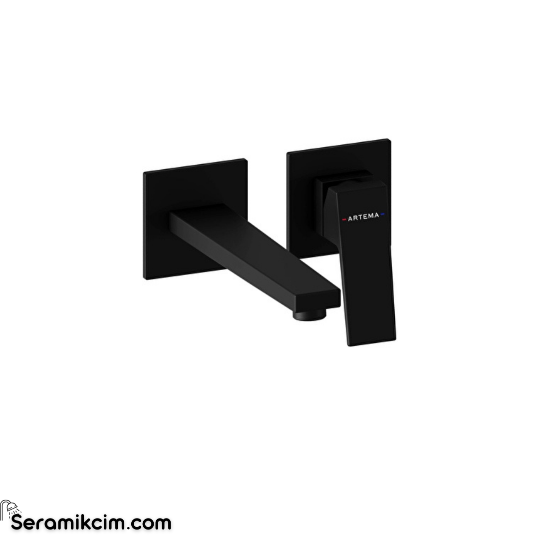 Artema Minimax Square Ankastre Lavabo Bataryası (Uzun) Mat Siyah